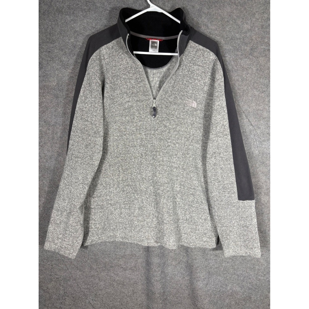 The North Face Gordon Lyons Mens XL Heather Grey Black Quarter Zip Fleece